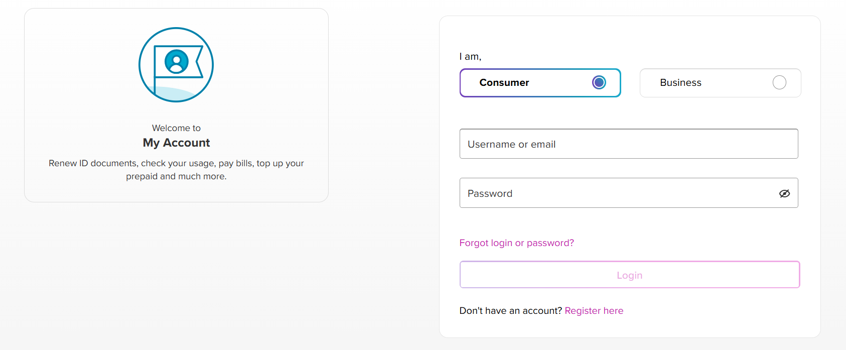 du MyAccount dashboard showing the registered mobile number field